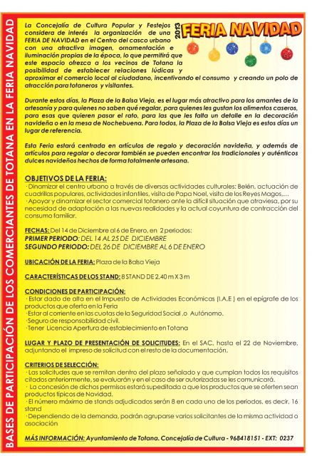 La I Feria de Navidad se celebrará en la plaza Balsa Vieja durante las próximas fiestas navideña, Foto 2