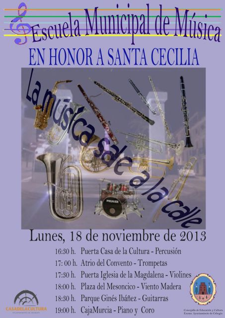La Escuela Municipal de Música saldrá a las calles de Cehegín para celebrar a Santa Cecilia - 1, Foto 1
