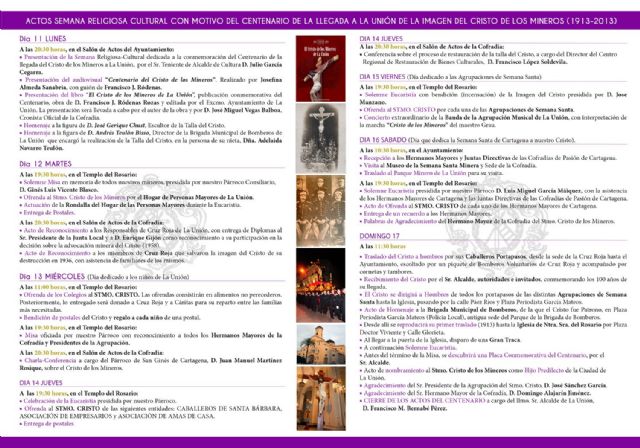 Hoy empieza la semana religioso cultural en homenaje al centenario del Cristo de los Mineros - 2, Foto 2