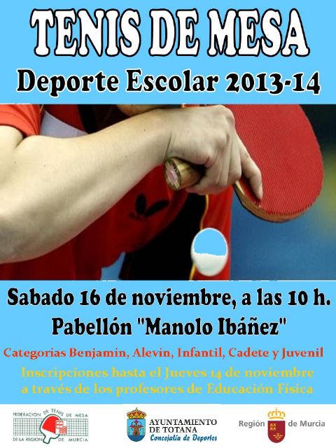 The Department of Sports organizes this Saturday November 16 local phase Table Tennis Sports School, Foto 1