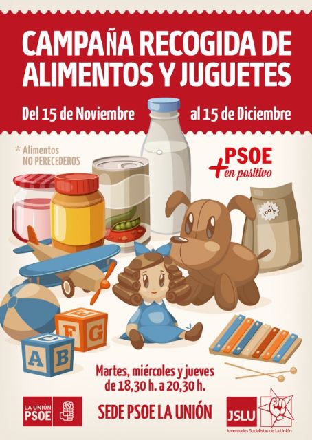 El PSOE y Juventudes Socialistas de La Unión inician una nueva campaña solidaria de recogida de alimentos y juguetes - 1, Foto 1