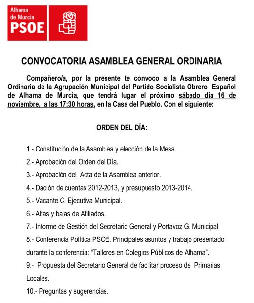 El PSOE de Alhama propondr el proceso de primarias locales, Foto 2