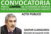 El acto de presentacin en Totana de 'Convocatoria por el Cambio en la Regin de Murcia' tendr lugar el viernes 22 de noviembre