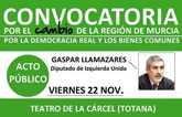 Gaspar Llamazares presentara mañana viernes en Totana el Proyecto Convocatoria por el Cambio en la Región de Murcia