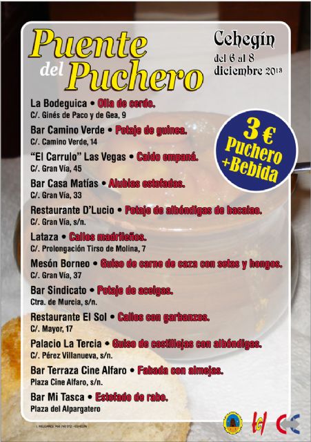 Los hosteleros ofrecerán en el 'Puente del Puchero' los guisos más tradicionales de Cehegín - 2, Foto 2