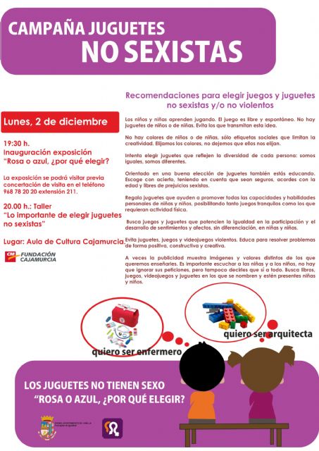 Esta tarde tendrá lugar en Cajamurcia, el taller La importancia de elegir juguetes no sexistas - 1, Foto 1