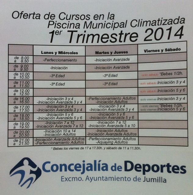 Deportes oferta más de una treintena de cursos en la piscina climatizada para el próximo trimestre - 1, Foto 1