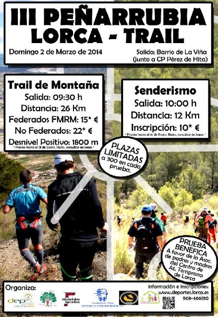 El III Peñarrubia Lorca Trail, que se celebrará el domingo 2 de marzo, contará con 600 participantes - 1, Foto 1