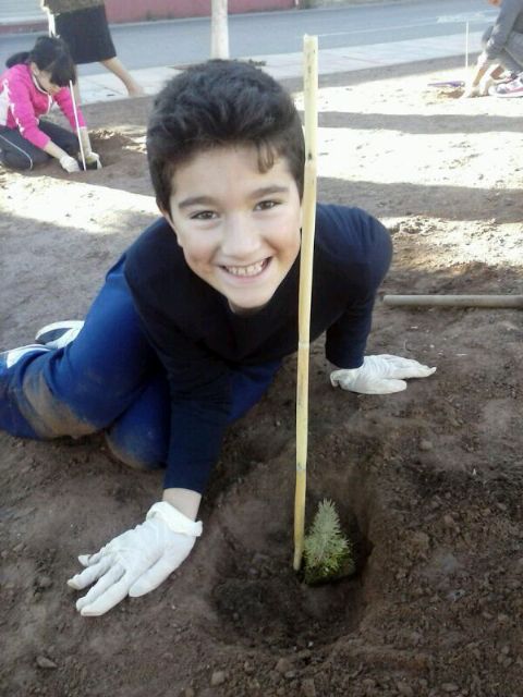 Los alumnos de Ecoescuelas Litorales plantan 150 pinos en el entorno urbano de Águilas - 3, Foto 3