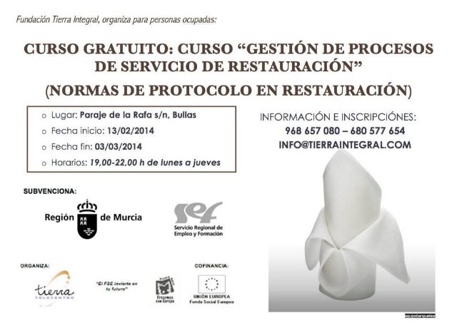 El CEAMA de Bullas ofrece un curso sobre normas de protocolo en restauración - 1, Foto 1