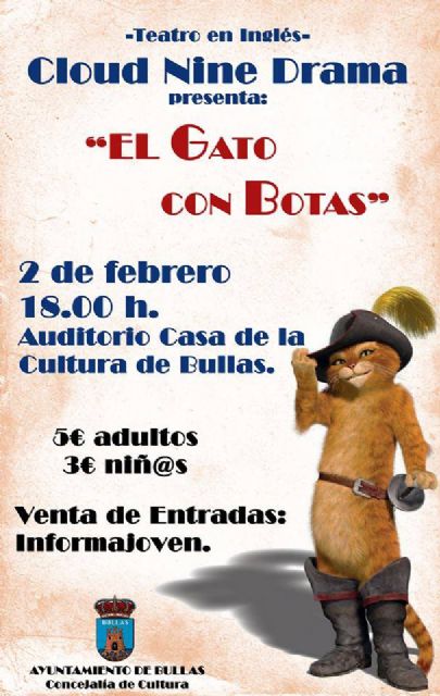 Teatro en inglés Puss in boots en la Casa de Cultura de Bullas - 1, Foto 1