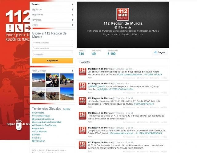 El perfil 1-1-2 Región de Murcia en Twitter supera los 6.180 seguidores en la red social - 1, Foto 1