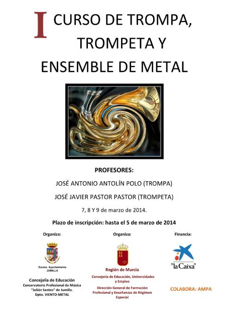 El Conservatorio Profesional de Música de Jumilla organiza el I Curso de Trompa, Trompeta y Ensamble de Metal - 1, Foto 1