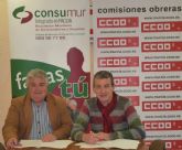 Comisiones Obreras de la Regin de Murcia y Consumur firman un convenio de colaboracin
