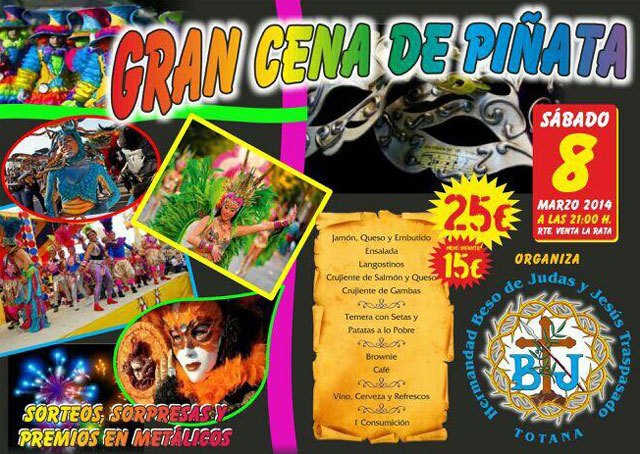 La Hermandad Beso de Judas y Jesús Traspasado organiza una Gran cena de Piñata que tendrá lugar el próximo sábado 8 de marzo, Foto 1