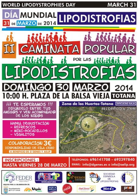 El próximo domingo 30 de marzo se celebrará la “II Caminata Popular por las Lipodistrofias” con un recorrido de 6,3 kilómetros, Foto 1