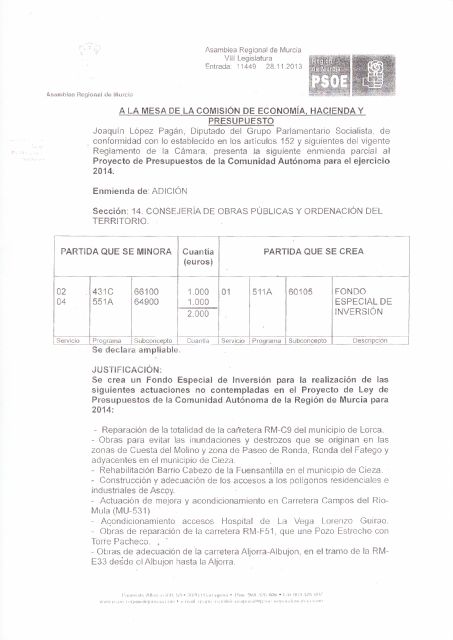 Moreno se alegra que el Alcalde le pida a Valcárcel infraestructuras que lleva solicitando el Grupo Socialista desde hace años y que han sido votadas en contra por el PP - 3, Foto 3