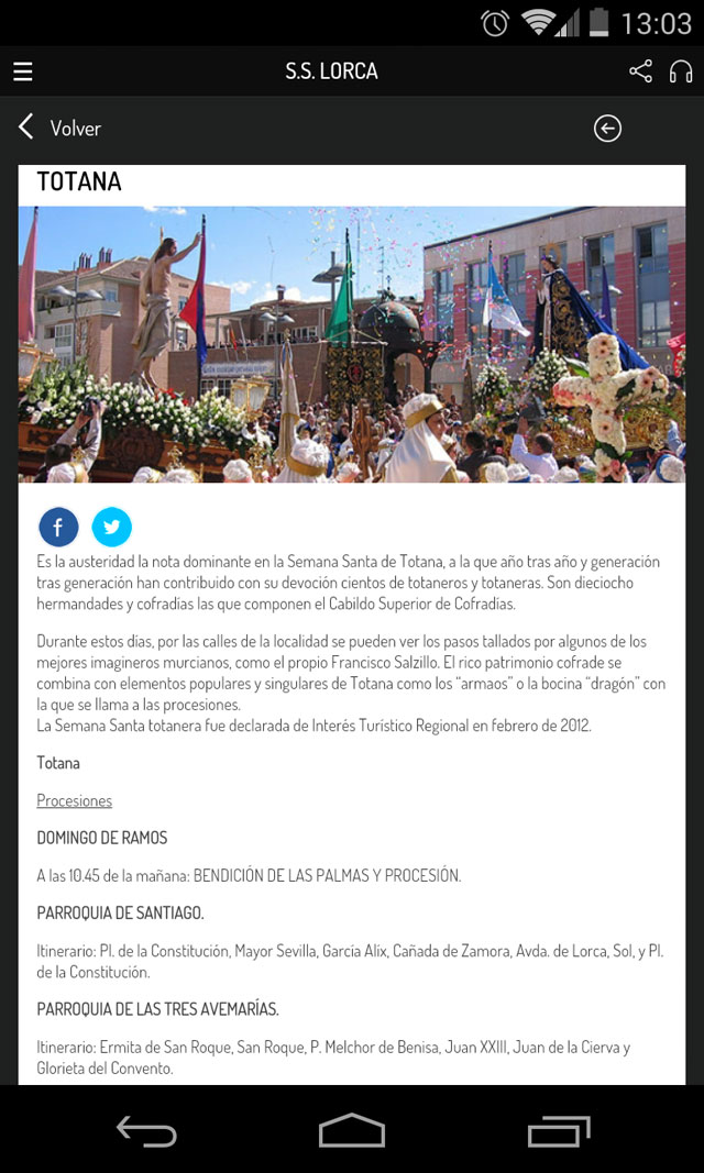 Totana Easter 2014 is in the regional guide Cadena Ser and its new mobile app information, Foto 1