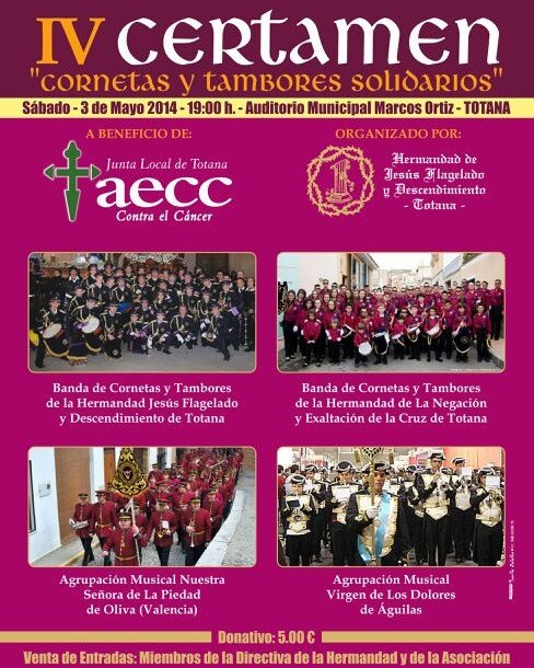 El próximo 3 de mayo se celebra el IV Certamen de Cornetas y Tambores Solidarios a beneficio de la AECC, Foto 2