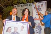 Ciudadanos (Cs) de Murcia inicia la campaña electoral con la tradicional pegada de carteles en el Puente Viejo
