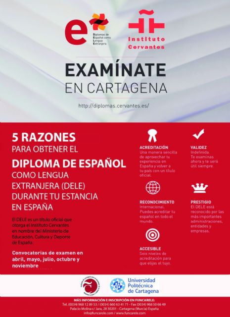 Los exámenes de español DELE llegan a Cartagena con Funcarele - 1, Foto 1