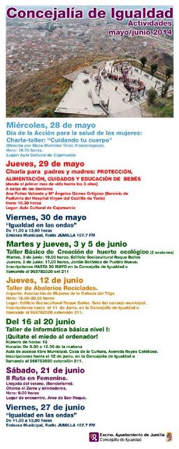 Mañana dan comienzo las actividades organizadas por Igualdad dedicadas a la Salud - 1, Foto 1