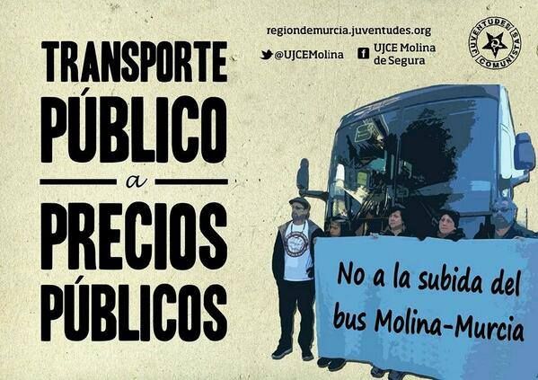 La UJCE en Molina de Segura protesta ante la injustificada subida del transporte público - 1, Foto 1