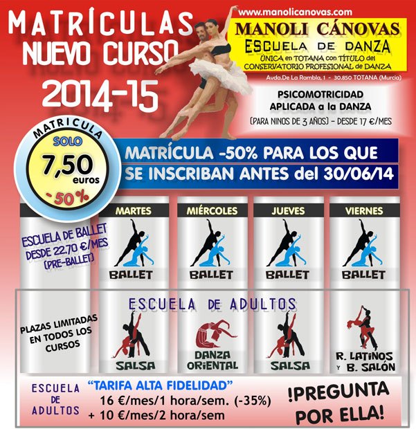 The School of Dance Manoli Canovas open enrollment period for the 2014-2015 course, Foto 1