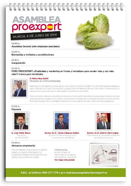 El presidente de la Comunidad Autónoma clausura mañana la Asamblea General de PROEXPORT - 1, Foto 1