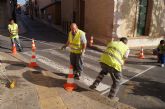 Realizan trabajos de repintado de la señalizacin horizontal en las principales calles del centro urbano de la ciudad