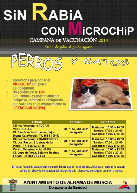 Hasta el 31 de agosto est en marcha la campaña para vacunar a perros y gatos contra la rabia, Foto 1