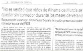 Se confirma lo que denunci el PSOE: NO habr comedores escolares en agosto ni septiembre para 20 niños de 10 familias de Alhama