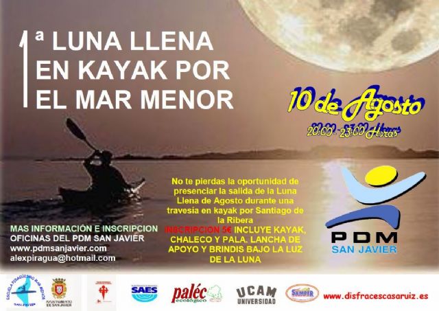 Santiago de la Ribera acoge la I Luna Llena en Kayak por el Mar Menor el domingo 10 de agosto - 1, Foto 1