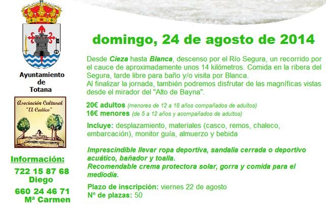 The Cultural Association "Canico" vueve to organize a day to enjoy white-water rafting on the River Segura, Foto 2