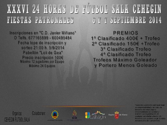 Las XXXVI 24 Horas de Fútbol Sala se celebrarán los días 6 y 7 de septiembre - 1, Foto 1