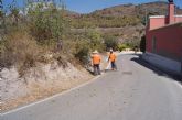 La Dirección General de Carreteras procede a la limpieza de cunetas y desbroce de obstáculos que invaden la carretera de La Huerta