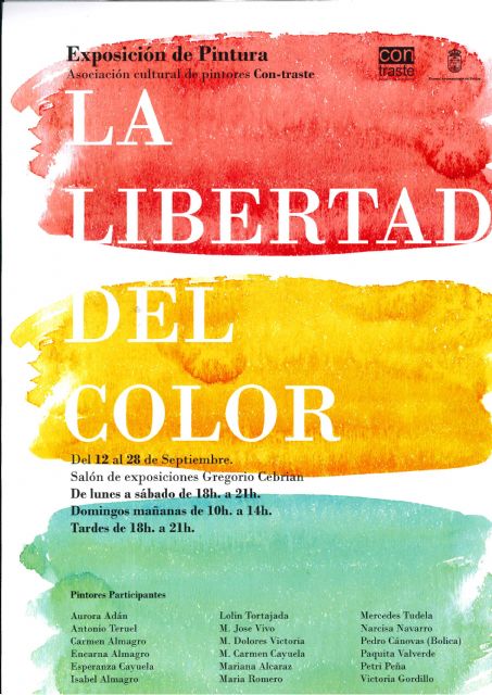 La asociación cultural Con-Traste inaugura mañana viernes en la sala de exposiciones Gregorio Cebrián su muestra La libertad del color, Foto 1