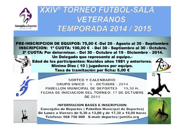Permanece abierto el plazo de preinscripciones para los Torneos de Fútbol Sala Aficionados y Veteranos 2014/2015 - 1, Foto 1