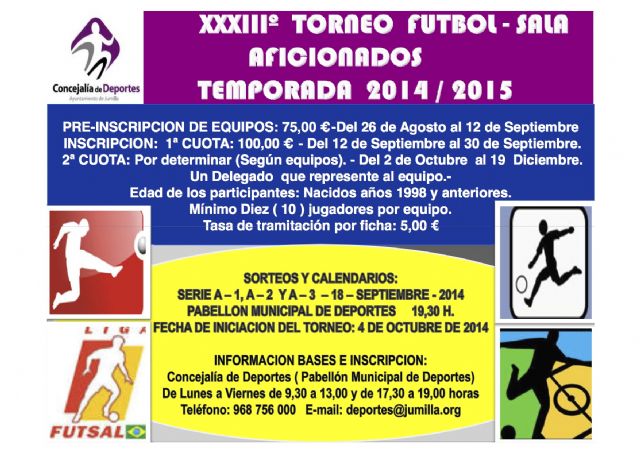 Permanece abierto el plazo de preinscripciones para los Torneos de Fútbol Sala Aficionados y Veteranos 2014/2015 - 2, Foto 2