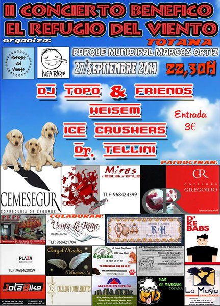 El próximo sábado 27 de septiembre tendrá lugar el II Concierto Benéfico El Refugio del Viento, Foto 1