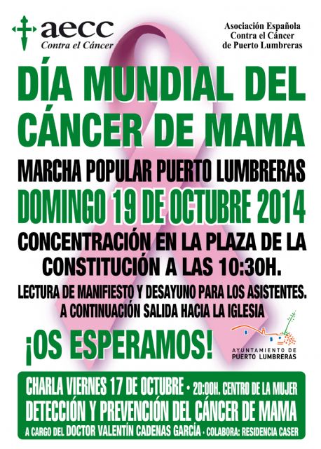 Puerto Lumbreras se vestirá de rosa el próximo domingo con la VI Marcha Popular con motivo del Día Internacional Contra el Cáncer de Mama - 1, Foto 1