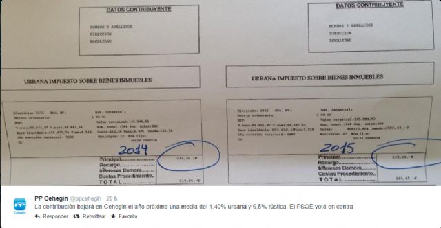 El PSOE acusa al PP de querer engañar a los cehegineros con un falso recibo de la contribución - 1, Foto 1