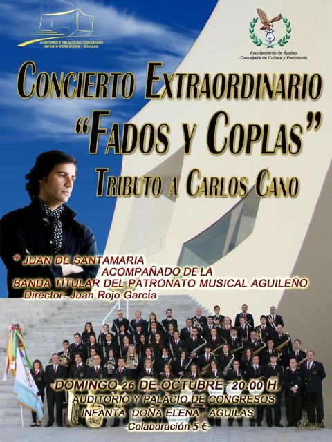 La banda del Patronato Musical Aguileño se une al cantante Juan de Santamaría para ofrecer un concierto tributo a Carlos Cano - 1, Foto 1