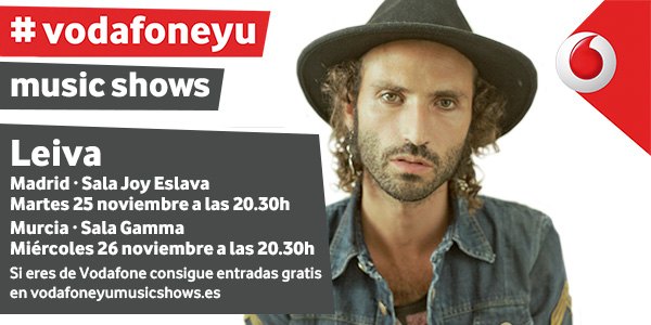 Leiva será el protagonista de los próximos Vodafone yu Music Shows con sus conciertos en Madrid y Murcia - 1, Foto 1