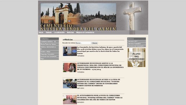 La página web del Cementerio municipal 