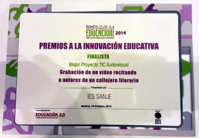 El IES Sanje de Alcantarilla finalista en SIMO 2014, en la categoría Mejor proyecto TIC audiovidual - 2, Foto 2