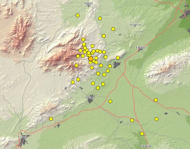 Protección Civil informa de que en los últimos siete días se han producido un total de 142 pequeños terremotos en la zona del Valle Guadalentín, Foto 1