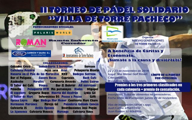 Torre-Pacheco acoge este fin de semana un torneo de padel solidario a beneficio de Caritas - 2, Foto 2