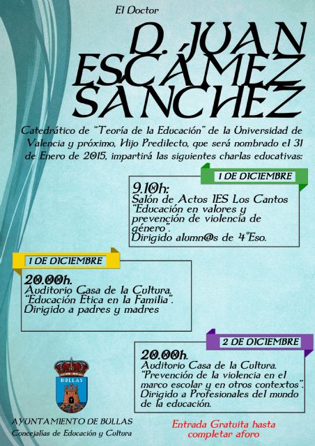 El Ayuntamiento de Bullas nombrará a Juan Escámez Sánchez, Hijo Predilecto de Bullas - 1, Foto 1