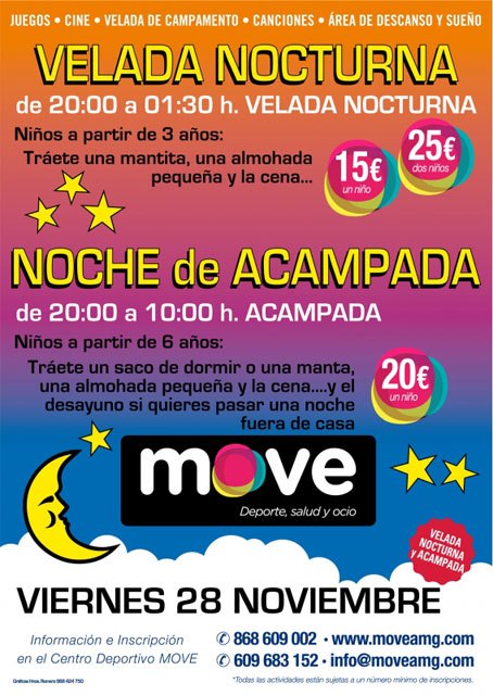 MOVE organiza una Velada Nocturna y Noche de Acampada dirigida a niños